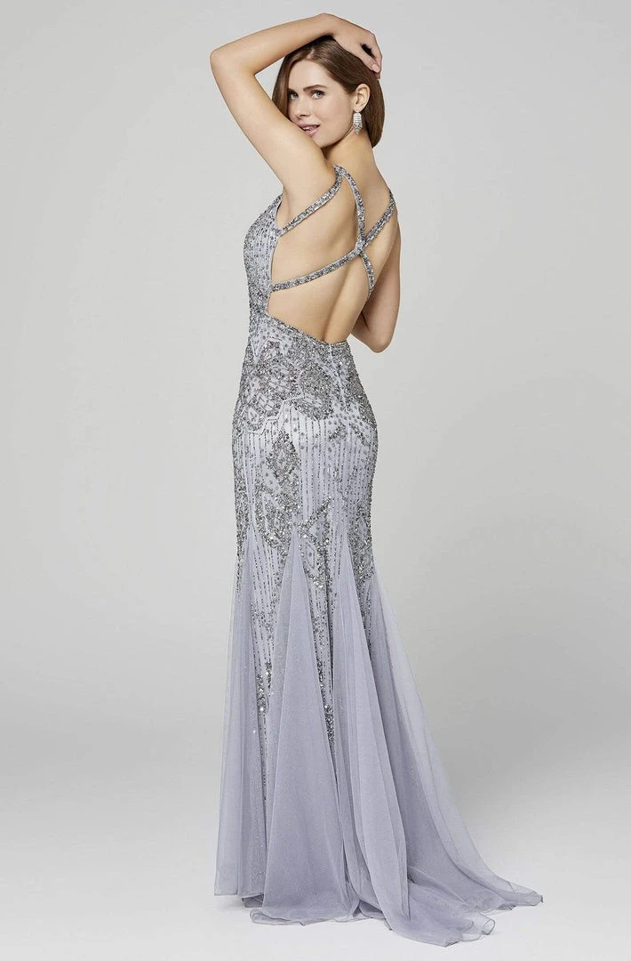 Primavera Couture - 3423 Sequined V-Neck Trumpet Dress 7 Primavera Couture - 3423 Sequined V-Neck Trumpet Dress