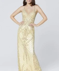 Primavera Couture - 3428 Beaded V-Neck Sheath Dress