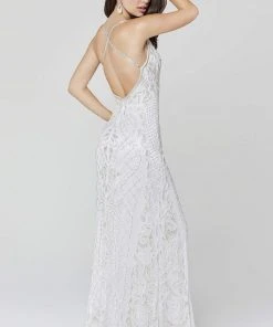 Primavera Couture - 3428 Beaded V-Neck Sheath Dress