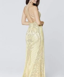 Primavera Couture - 3428 Beaded V-Neck Sheath Dress