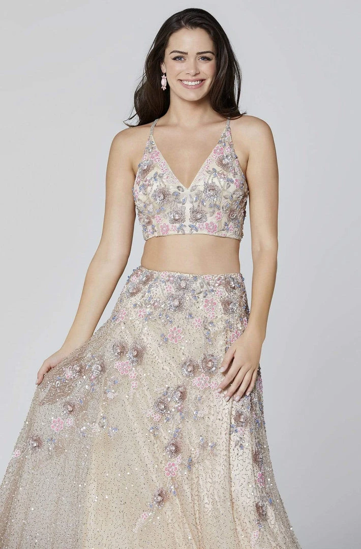 Primavera Couture - 3431 Two-Piece Sequined A-Line Dress 5 Primavera Couture - 3431 Two-Piece Sequined A-Line Dress