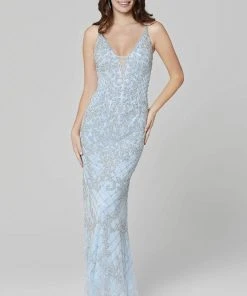Primavera Couture - 3433 Sequin Plunging V-Neck Sheath Gown 16 Primavera Couture - 3433 Sequin Plunging V-Neck Sheath Gown