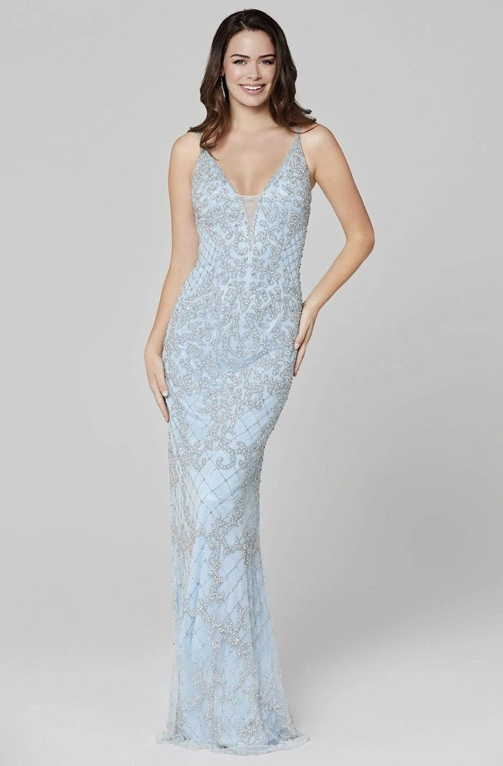 Primavera Couture - 3433 Sequin Plunging V-Neck Sheath Gown 8 Primavera Couture - 3433 Sequin Plunging V-Neck Sheath Gown