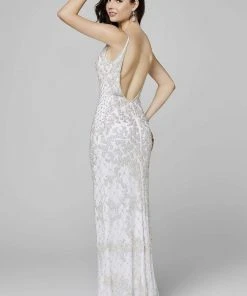 Primavera Couture - 3433 Sequin Plunging V-Neck Sheath Gown 14 Primavera Couture - 3433 Sequin Plunging V-Neck Sheath Gown