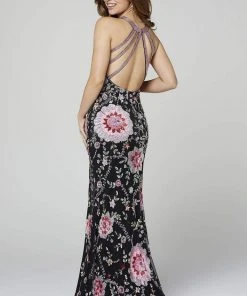 Primavera Couture - 3461 Sequined Halter Neck Sheath Dress 13 Primavera Couture - 3461 Sequined Halter Neck Sheath Dress