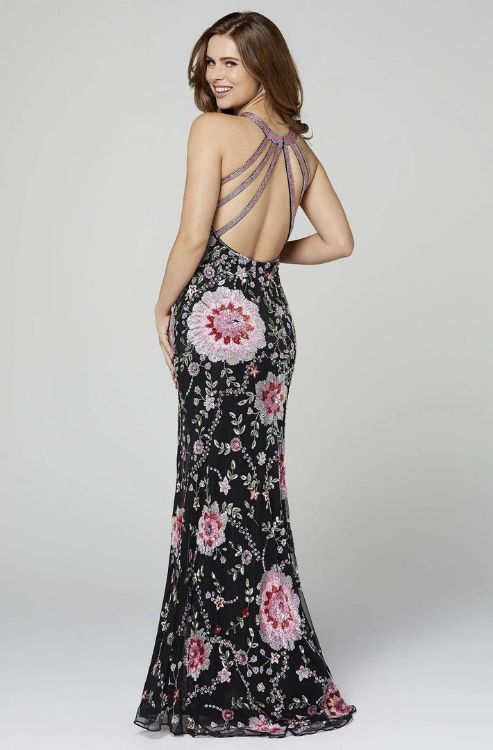 Primavera Couture - 3461 Sequined Halter Neck Sheath Dress 4 Primavera Couture - 3461 Sequined Halter Neck Sheath Dress