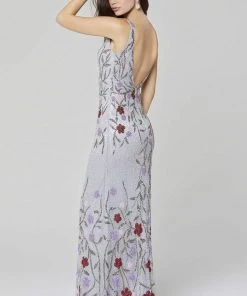 Primavera Couture - 3464 V-Neckline Sequin And Beads Sheath Dress