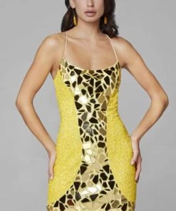 Primavera Couture - 3512 Beaded Cut-Glass Ornate Sheath Cocktail Dress