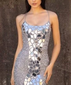 Primavera Couture - 3512 Beaded Cut-Glass Ornate Sheath Cocktail Dress