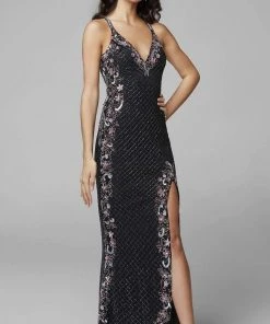 Primavera Couture - 3604 Embellished Plunging V Neck Long Dress