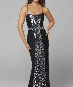 Primavera Couture - 3616 Fully Beaded Cut-Glass Accent Evening Dress