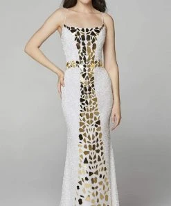 Primavera Couture - 3616 Fully Beaded Cut-Glass Accent Evening Dress