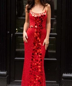 Primavera Couture - 3616 Fully Beaded Cut-Glass Accent Evening Dress