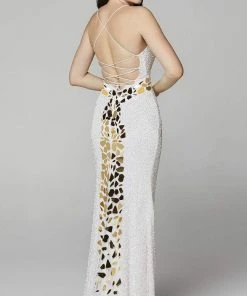 Primavera Couture - 3616 Fully Beaded Cut-Glass Accent Evening Dress