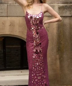 Primavera Couture - 3616 Fully Beaded Cut-Glass Accent Evening Dress