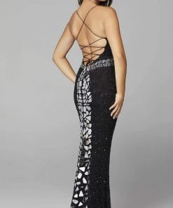 Primavera Couture - 3616 Fully Beaded Cut-Glass Accent Evening Dress