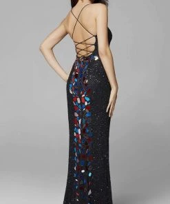 Primavera Couture - 3616 Fully Beaded Cut-Glass Accent Evening Dress