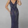 Primavera Couture - 3629 Embellished V Neck Long Sheath Dress 2 Primavera Couture - 3629 Embellished V Neck Long Sheath Dress