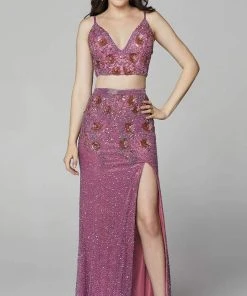 Primavera Couture - 3647 Two Piece Plunging V Neck Dress