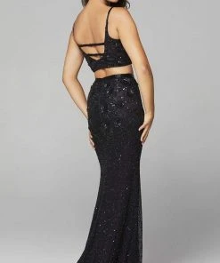 Primavera Couture - 3647 Two Piece Plunging V Neck Dress