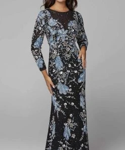 Primavera Couture - 3675 Sequin Long Sleeves Evening Dress