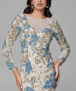 Primavera Couture - 3675 Sequin Long Sleeves Evening Dress