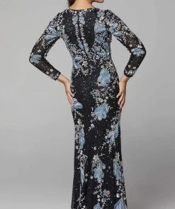 Primavera Couture - 3675 Sequin Long Sleeves Evening Dress