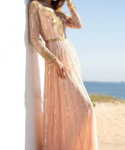 Primavera Couture - 3686 V Neck Sequined A-Line Gown 7 Primavera Couture - 3686 V Neck Sequined A-Line Gown