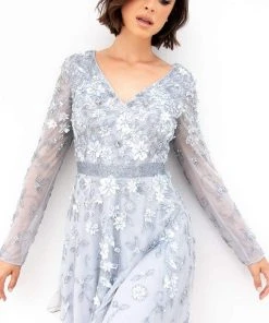 Primavera Couture - 3716 Floral Accented Carefree Dress 11 Primavera Couture - 3716 Floral Accented Carefree Dress