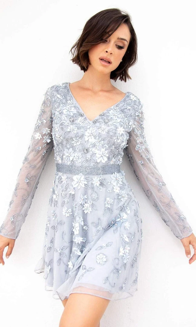 Primavera Couture - 3716 Floral Accented Carefree Dress 7 Primavera Couture - 3716 Floral Accented Carefree Dress