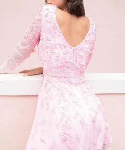 Primavera Couture - 3716 Floral Accented Carefree Dress 8 Primavera Couture - 3716 Floral Accented Carefree Dress