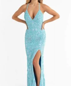 Primavera Couture - 3721 Beaded V-Neck With Slit Gown 43 Primavera Couture - 3721 Beaded V-Neck With Slit Gown