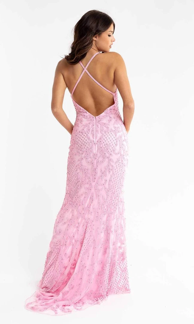 Primavera Couture - 3721 Beaded V-Neck With Slit Gown 20 Primavera Couture - 3721 Beaded V-Neck With Slit Gown