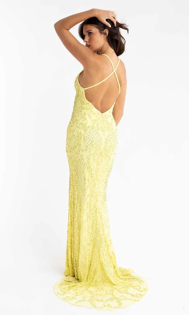 Primavera Couture - 3721 Beaded V-Neck With Slit Gown 28 Primavera Couture - 3721 Beaded V-Neck With Slit Gown