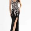 Primavera Couture - 3730 Beaded Plunging V-Neck Gown