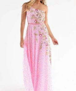 Primavera Couture - 3736 Fabulous Floral Sequined Pattern One Shoulder Ball Gown