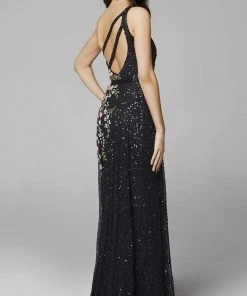 Primavera Couture - 3736 Fabulous Floral Sequined Pattern One Shoulder Ball Gown
