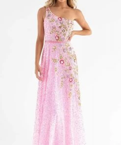 Primavera Couture - 3736 Fabulous Floral Sequined Pattern One Shoulder Ball Gown