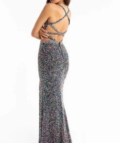 Primavera Couture - 3744 V-Neck Multiple Straps Long Gown