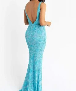 Primavera Couture - 3745 Beaded Sleeveless Wide Strap Gown