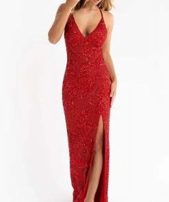 Primavera Couture - 3760 Sequin V-Neck Criss Cross Back Gown