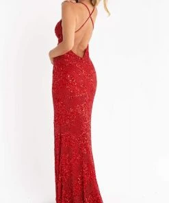 Primavera Couture - 3760 Sequin V-Neck Criss Cross Back Gown