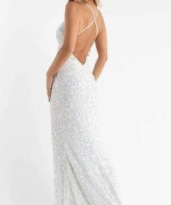 Primavera Couture - 3767 Plunging V Neckline Sequined High Slit Evening Gown 21 Primavera Couture - 3767 Plunging V Neckline Sequined High Slit Evening Gown