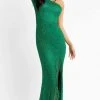 Primavera Couture - 3773 Beaded Asymmetrical One Long Sleeve Gown