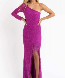 Primavera Couture - 3773 Beaded Asymmetrical One Long Sleeve Gown 20 Primavera Couture - 3773 Beaded Asymmetrical One Long Sleeve Gown