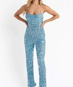 Primavera Couture - 3774 Sequin Scoop Neckline Jumpsuit