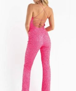 Primavera Couture - 3774 Sequin Scoop Neckline Jumpsuit