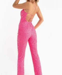 Primavera Couture - 3774 Sequin Scoop Neckline Jumpsuit