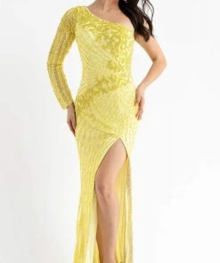 Primavera Couture - 3785 Asymmetrical One Shoulder Gown