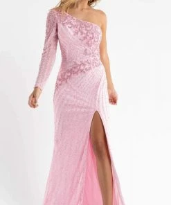 Primavera Couture - 3785 Asymmetrical One Shoulder Gown